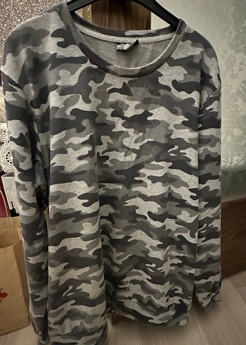 Gri Kamuflaj Kadın Sweatshirt