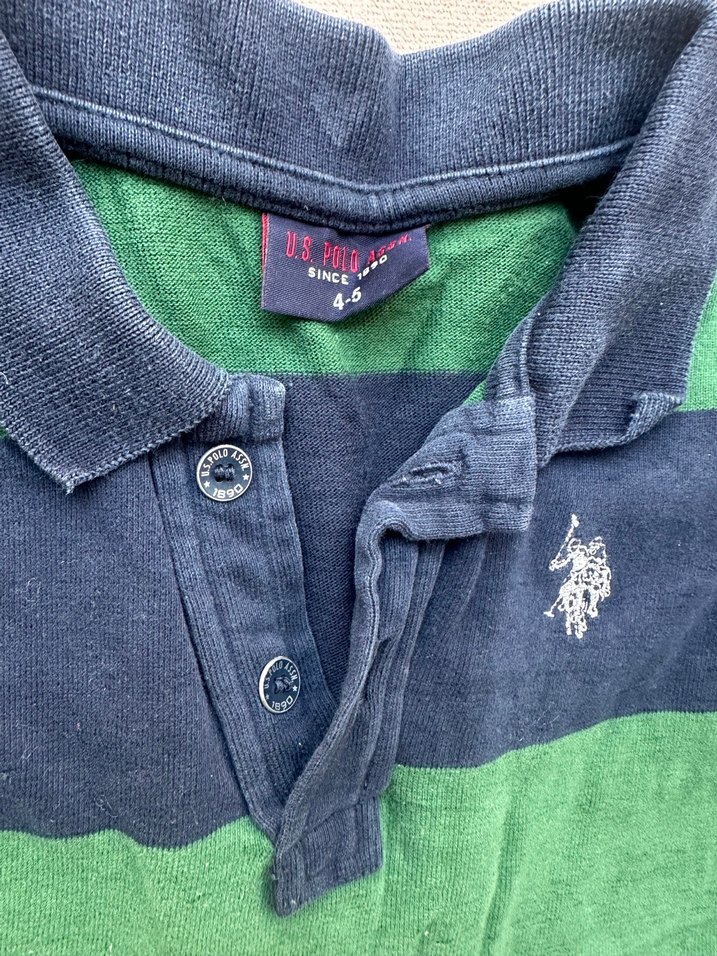 Uzun Kollu Yeşil Lacivert Polo Tişört 4-5 yaş - Görsel 2