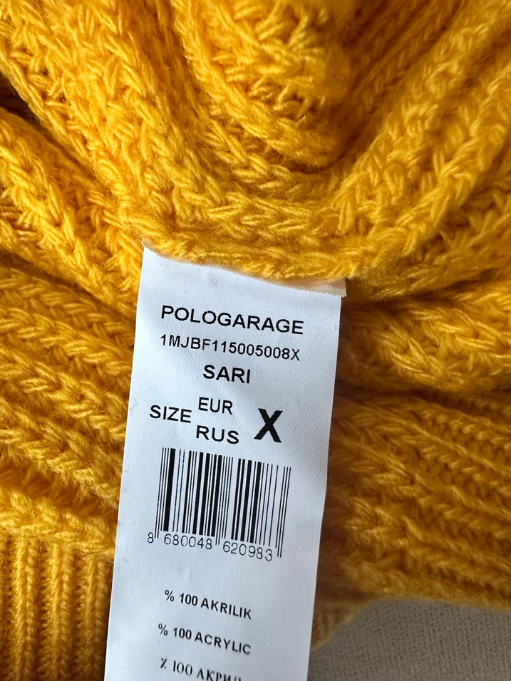 Polo Garage 38 beden Sarı Kadın Örgü Yün Kazak - Görsel 2