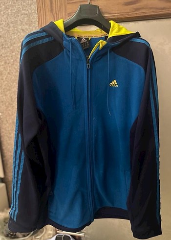 Erkek Mavi Kapüşonlu Fermuarlı Sweatshirt