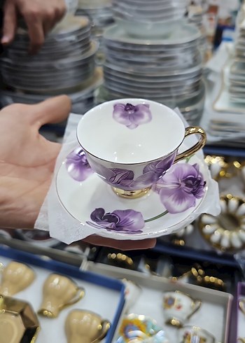 Mor Çiçek Desenli 6'lı Fincan takımı - Görsel 2