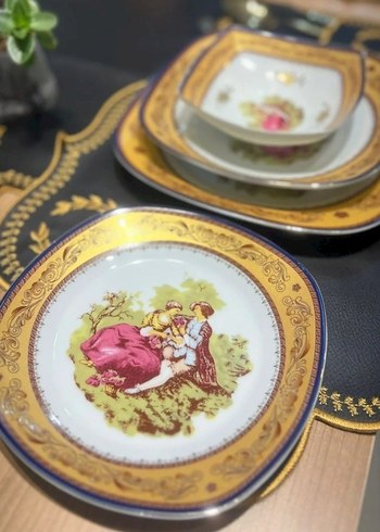 markizli antika desenli İran porseleni 24 parça kare - Görsel 2