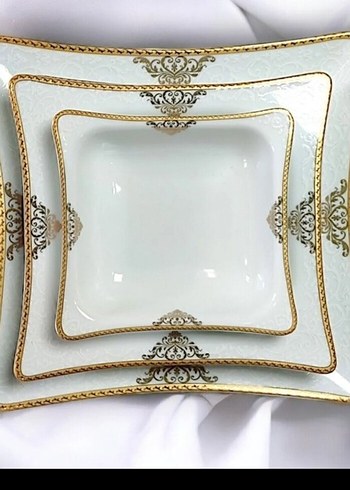 Beyaz Altın Desenli 6 kişilik porselen yemek takımı - Görsel 2