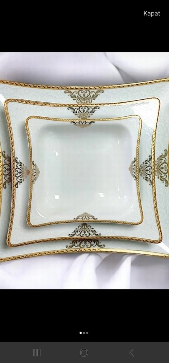 Beyaz Altın Desenli 6 kişilik porselen yemek takımı - Görsel 2