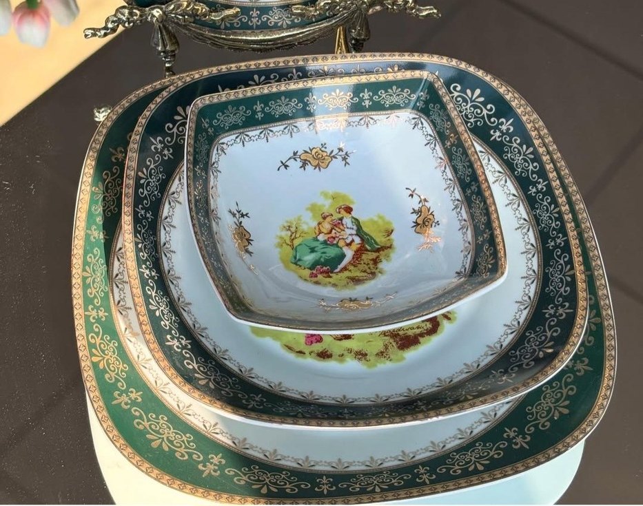 Yeşil Desenli Renkli Yemek Kapları Seti - Görsel 2