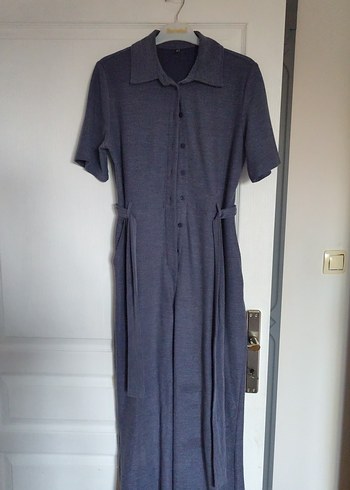 Gri Düğmeli polo yaka tulum - Görsel 3