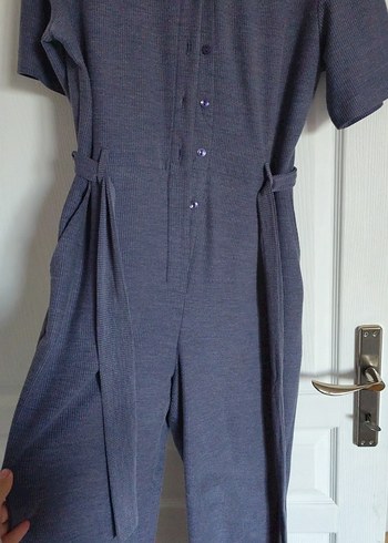 Gri Düğmeli polo yaka tulum - Görsel 2