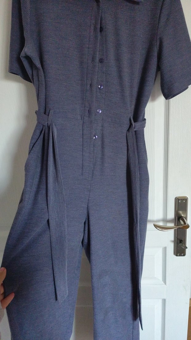 Gri Düğmeli polo yaka tulum - Görsel 2