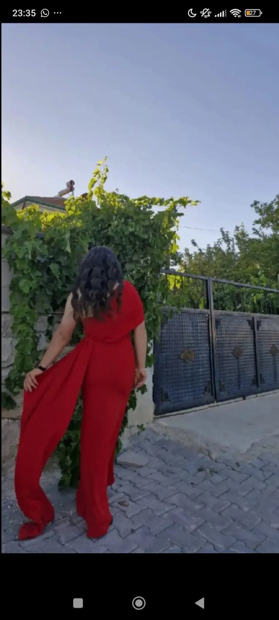 Kırmızı  Uzun Abiye Elbise - Görsel 4