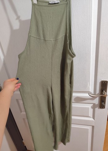 Kadın Keten Salaş Tulum, Askılı, Uzun - Görsel 2