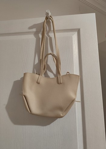 Bej Deri Minimalist Kadın Çanta - Görsel 3