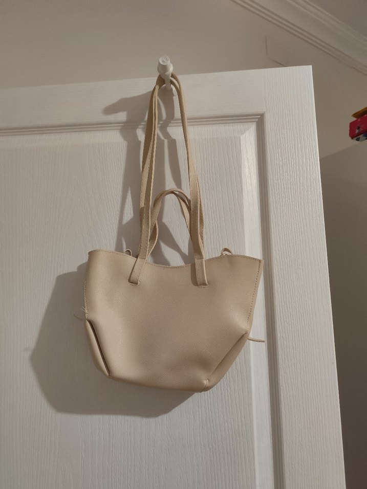 Bej Deri Minimalist Kadın Çanta - Görsel 2