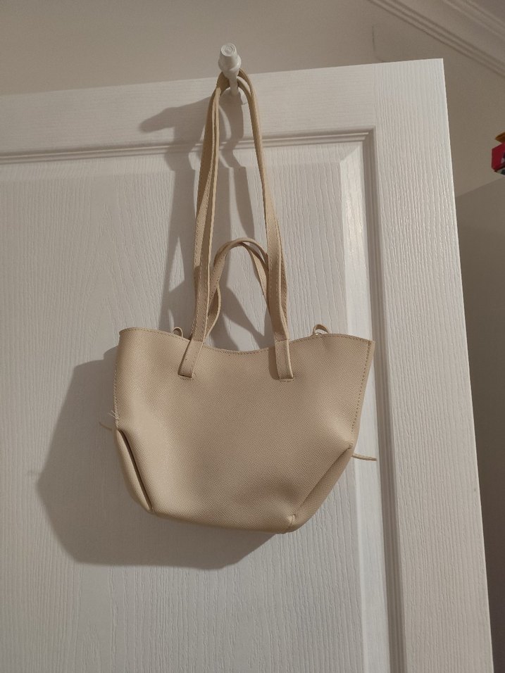 Bej Deri Minimalist Kadın Çanta - Görsel 3