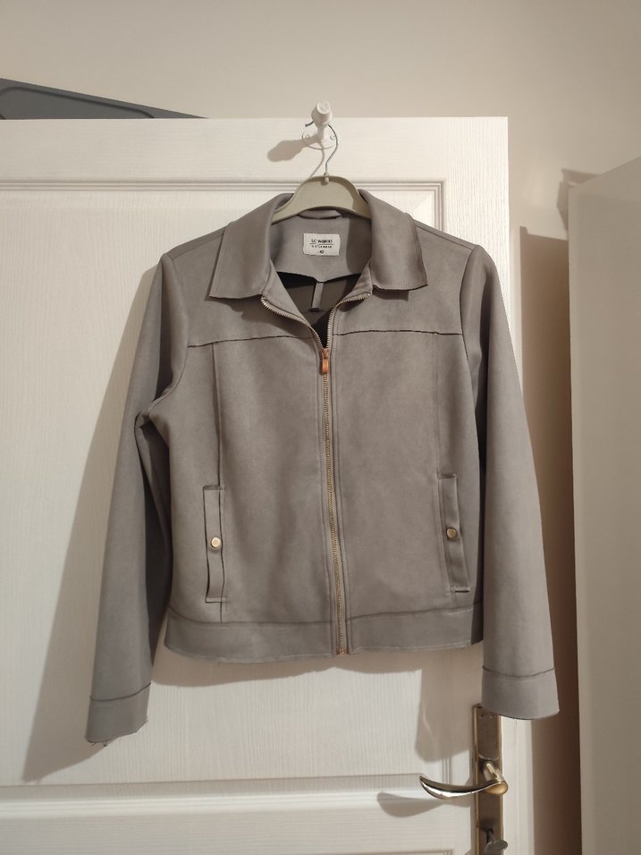 Gri Süet Kadın Deri Ceket - Görsel 3