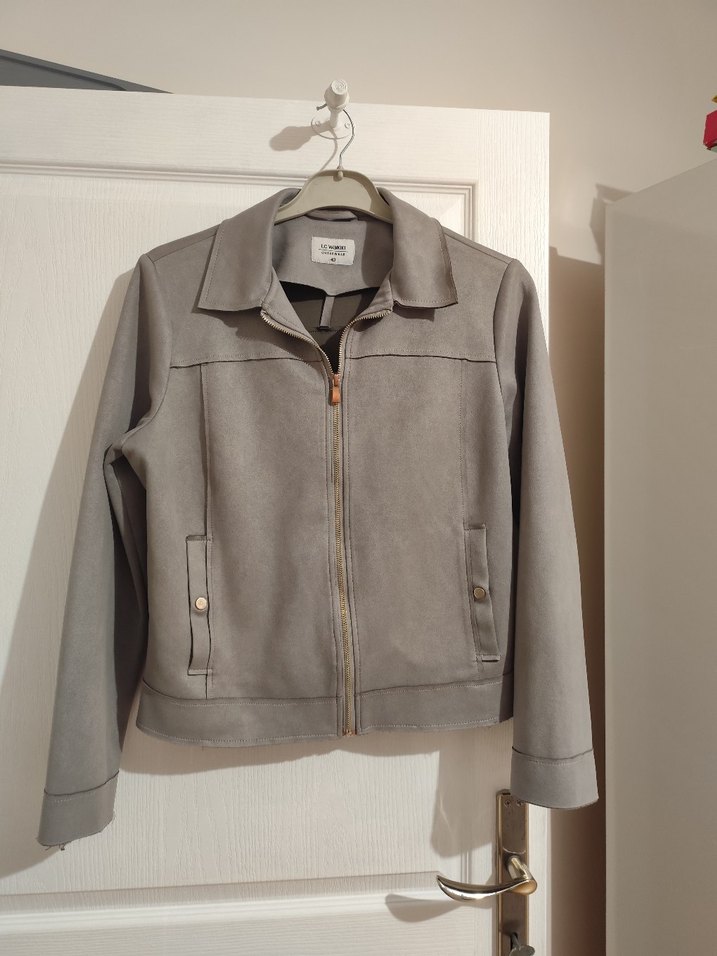 Gri Süet Kadın Deri Ceket - Görsel 4