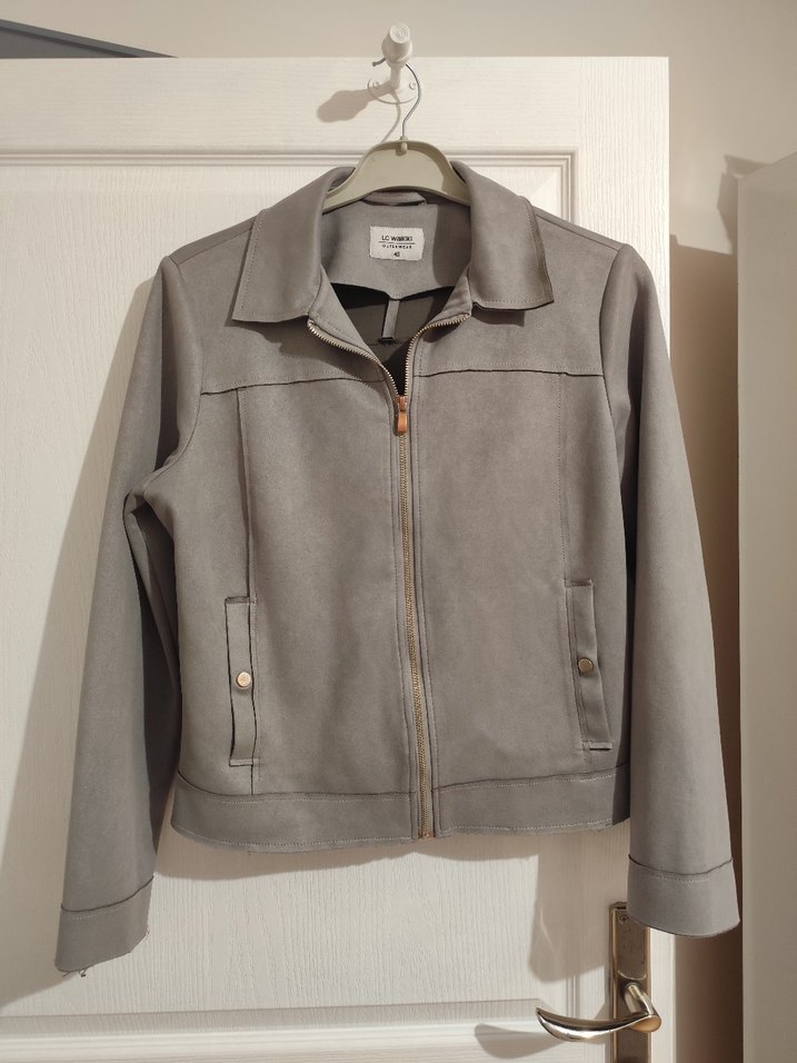 Gri Süet Kadın Deri Ceket - Görsel 2