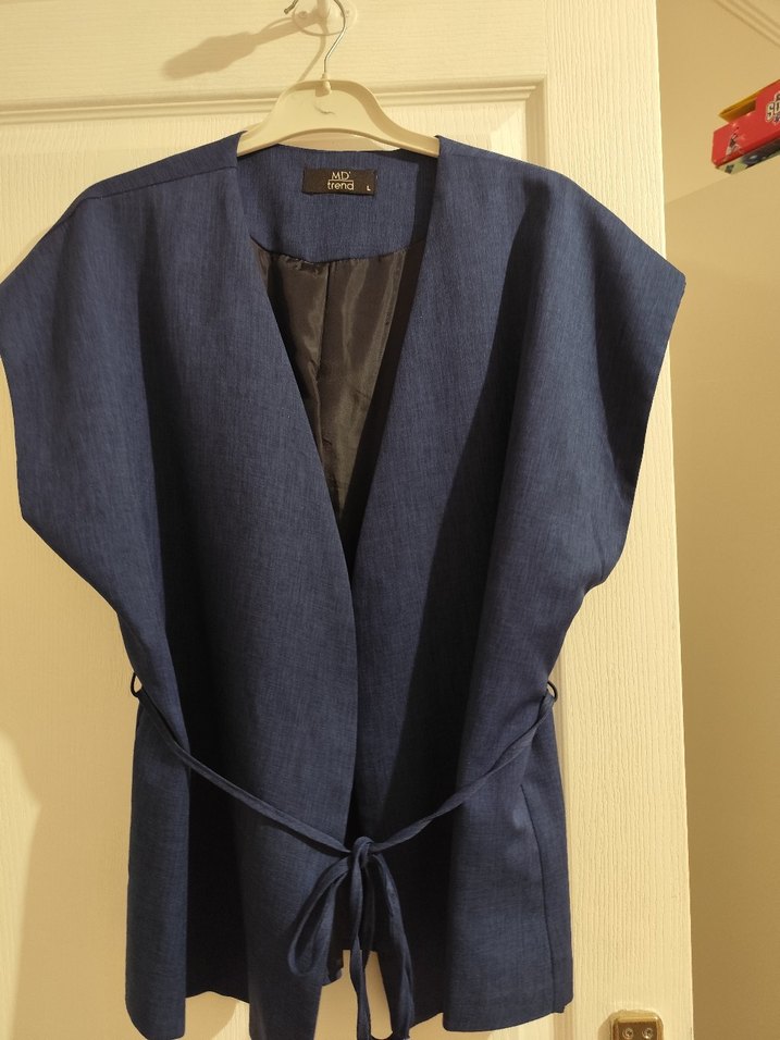 lacivert V Yaka Kemerli Kadın Takım - Görsel 3