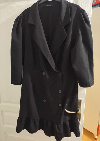 Düğmeli Siyah Mini İş Elbisesi - Görsel 2