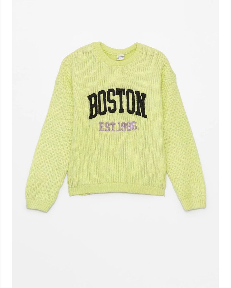 Sarı Uzun Kollu Örgü Kız Sweatshirt - Görsel 2