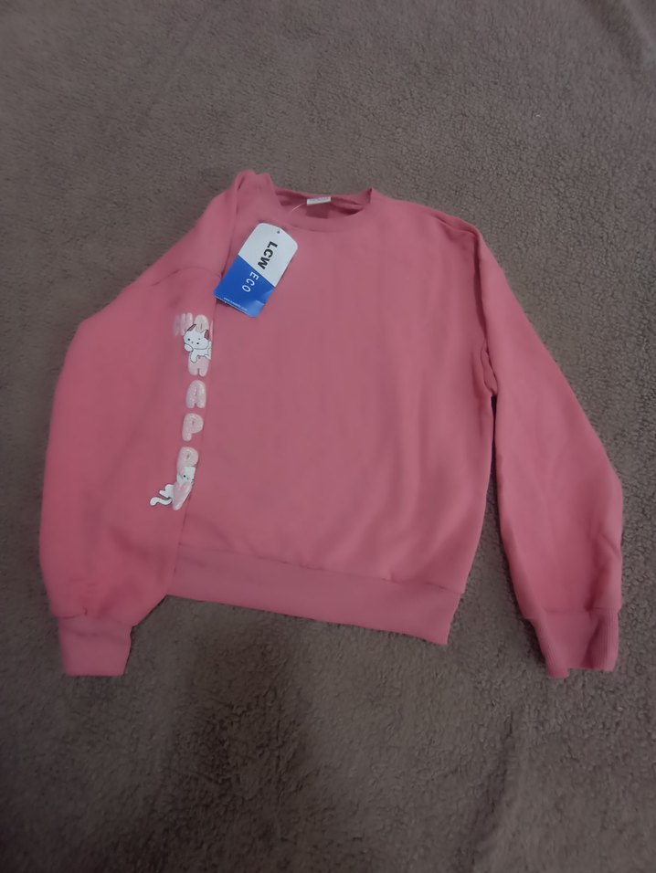 Pembe Baskılı Fermuarlı 
 Sweatshirt - Görsel 3