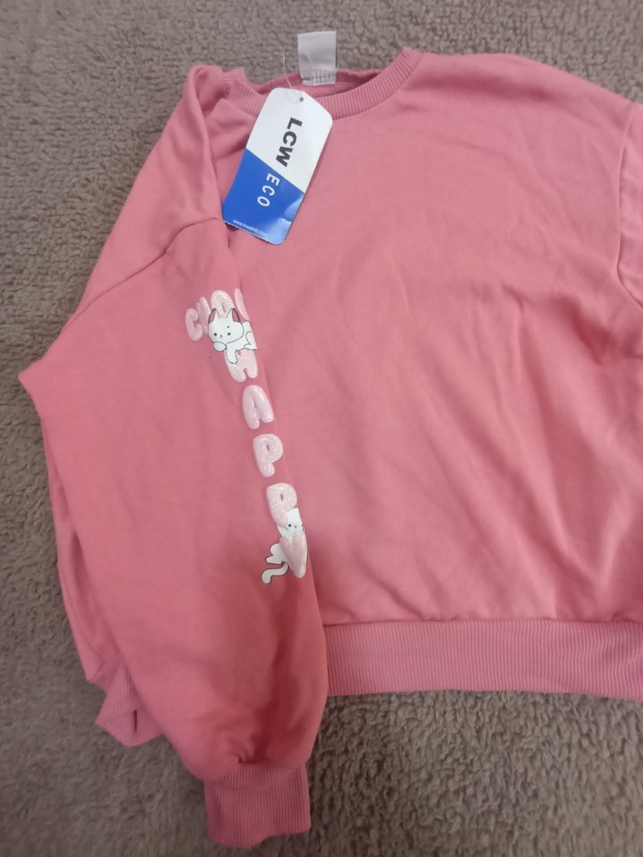Pembe Baskılı Fermuarlı 
 Sweatshirt - Görsel 2