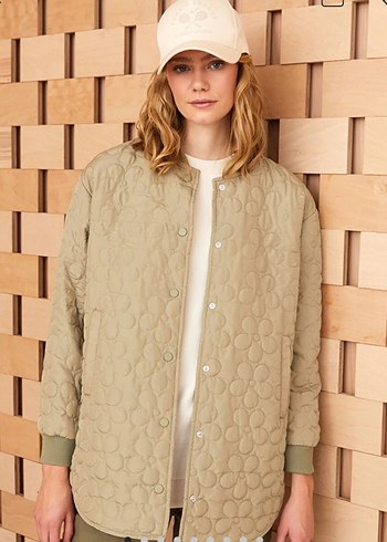 Bej Düğmeli Midi Kadın Mont - Görsel 2