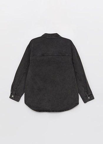 Düğmeli Siyah Kadın Denim Ceket - Görsel 3