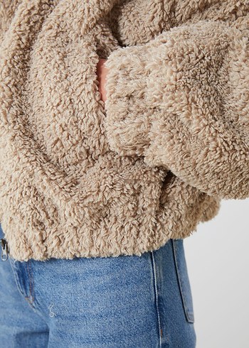 Bej Peluş Kadın Ceket - Görsel 2