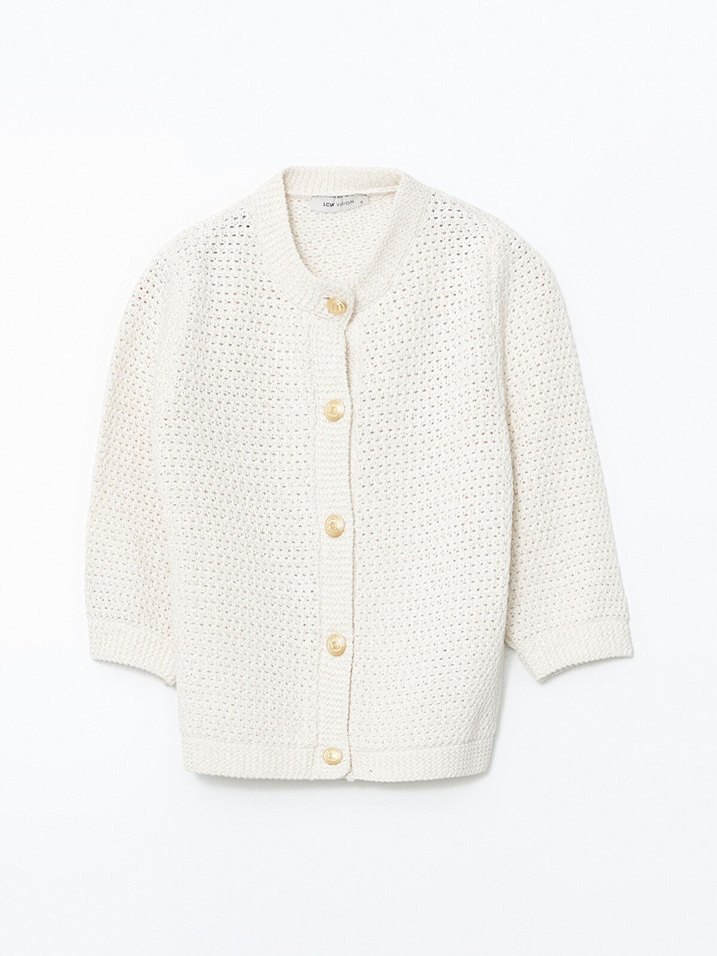 LCW VISION Beyaz Düğmeli Kadın Hırka - Görsel 4