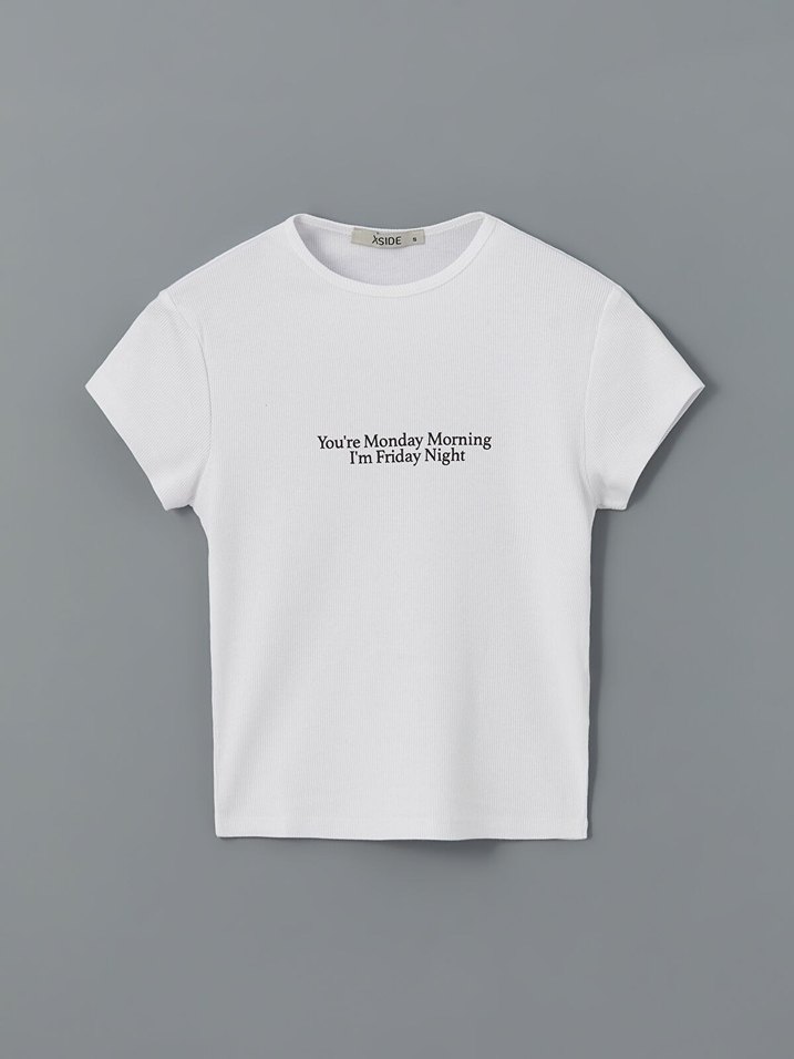 Beyaz Baskılı Kısa Kollu Kadın Tişört - Görsel 4