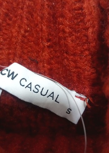 kiremit rengi Kadın Boğazlı Örgü Yün Kazak - Görsel 4