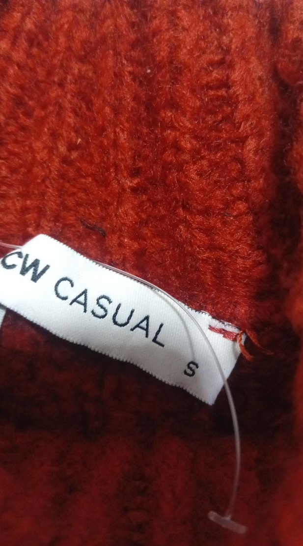 kiremit rengi Kadın Boğazlı Örgü Yün Kazak - Görsel 4