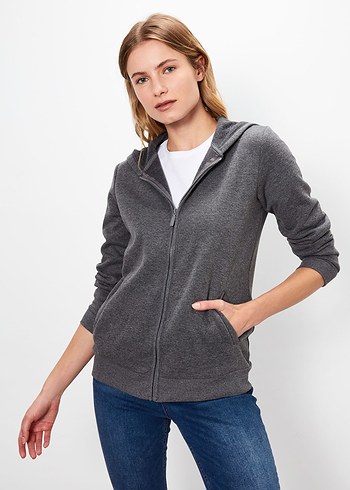 Gri Kapüşonlu Kadın Sweatshirt - Görsel 3