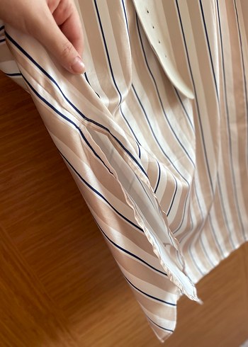 Bej Çizgili Uzun Kadın Elbise - Görsel 2