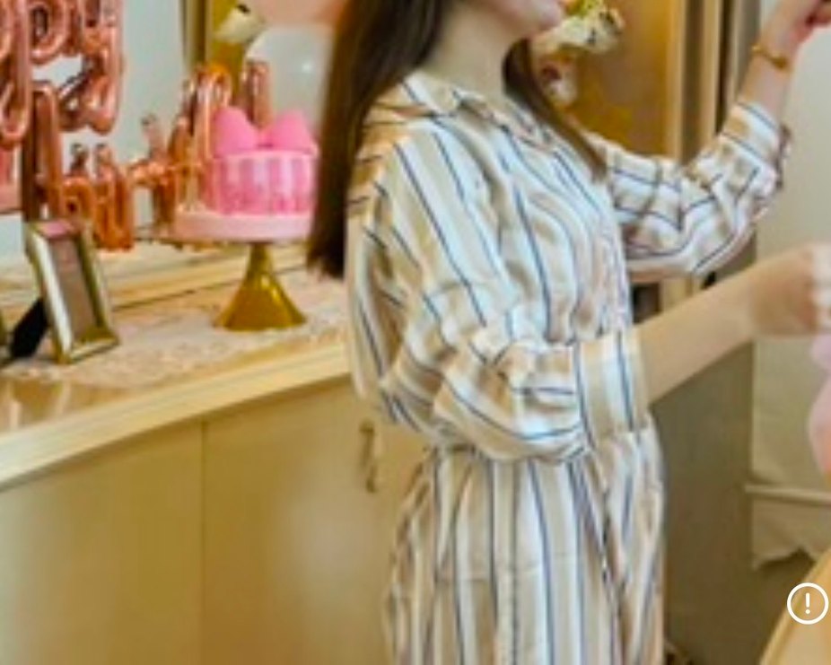 Bej Çizgili Uzun Kadın Elbise - Görsel 5