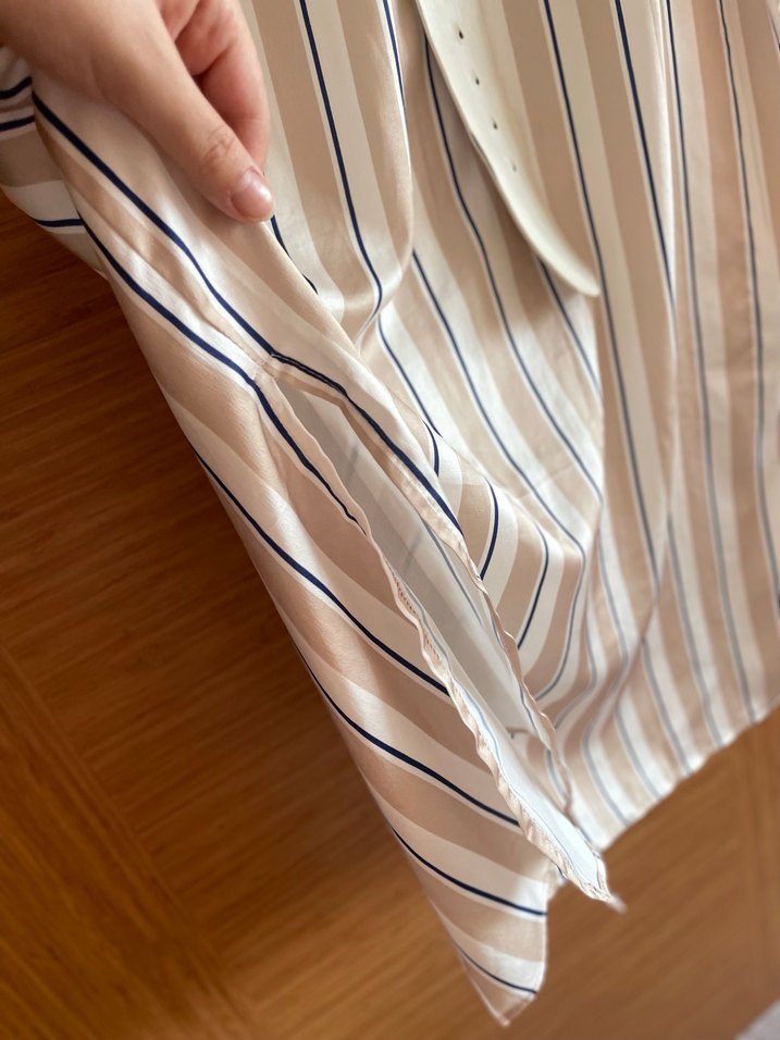 Bej Çizgili Uzun Kadın Elbise - Görsel 2