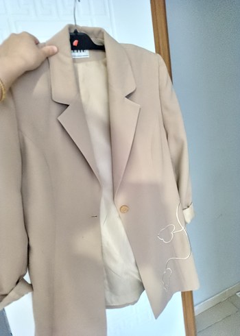 Bej Kadın Midi Blazer Ceket takım