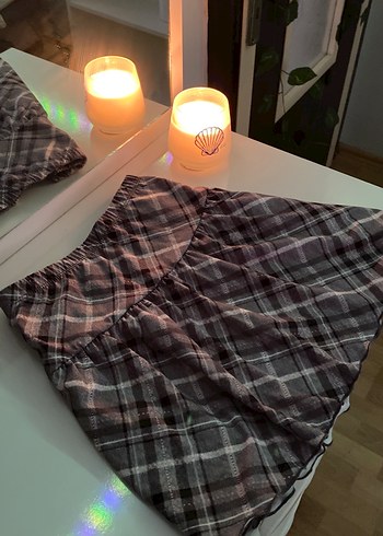 Düz Kahverengi Pilili Midi Etek