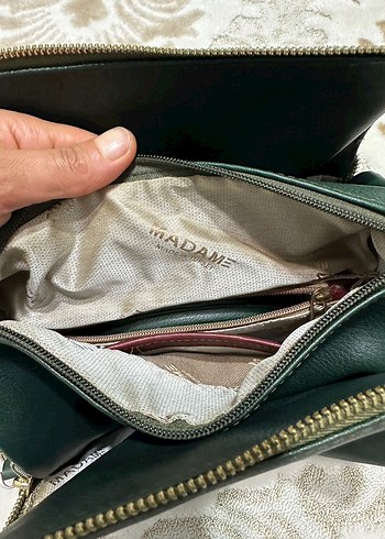  Beden Yeşil Deri Zincir Detaylı Kadın Çanta