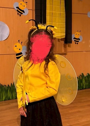 Sarı Nakışlı Püsküllü Bohem Çocuk Saç Aksesuarı - Görsel 2