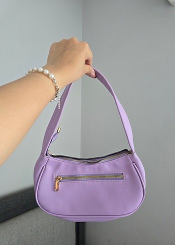 Minimalist Pastel Mor Deri Kadın Çanta