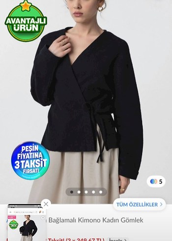 Bağlamalı Siyah Mini Kimono Kadın Gömlek