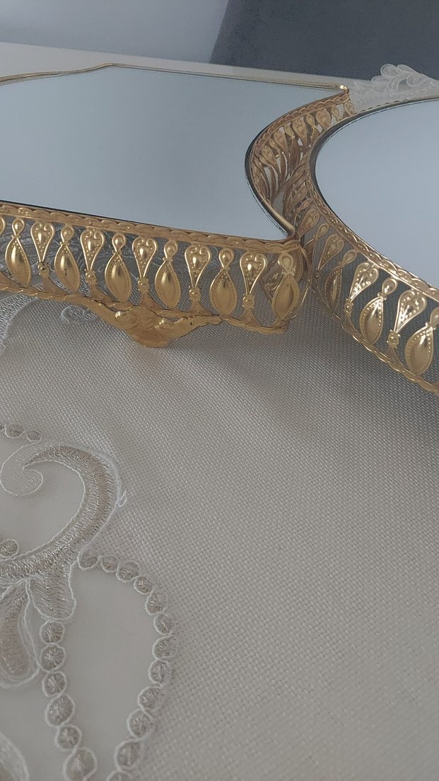 Altın Renkli Parlak Dekoratif Ayna Seti - Görsel 4