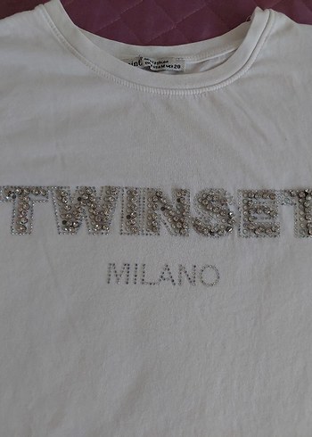 Kadın taş işlemeli Beyaz Kısa Kollu Tişört - Görsel 4