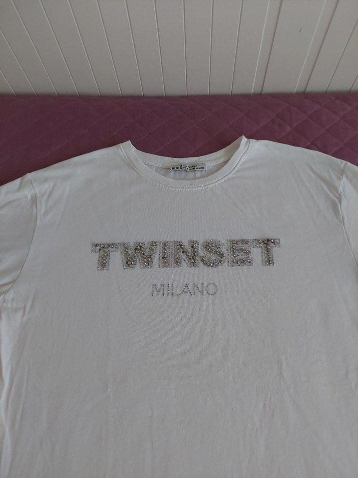 Kadın taş işlemeli Beyaz Kısa Kollu Tişört - Görsel 3