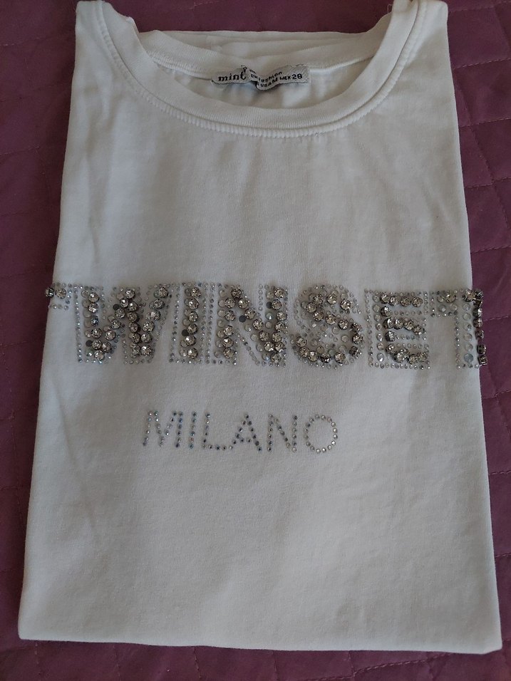 Kadın taş işlemeli Beyaz Kısa Kollu Tişört - Görsel 2
