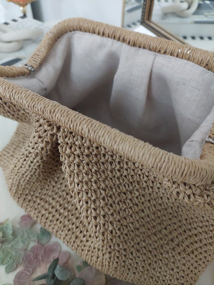 Bej Örgü Kadın Portföy Çanta - Görsel 5