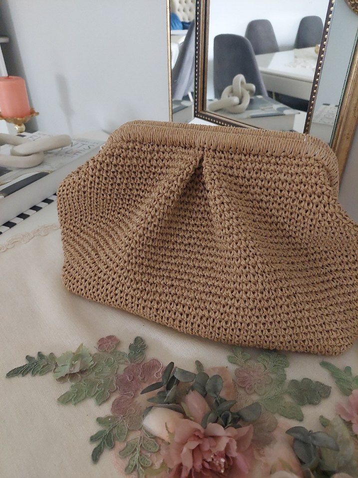 Bej Örgü Kadın Portföy Çanta - Görsel 3