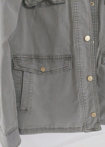 Düğmeli Gri Denim Kadın Ceket - Görsel 4