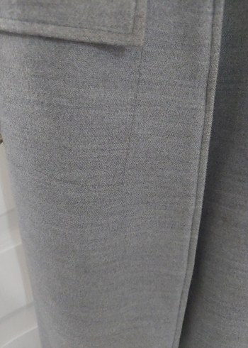 Kemerli Gri Midi Kadın Yelek kaşe - Görsel 6